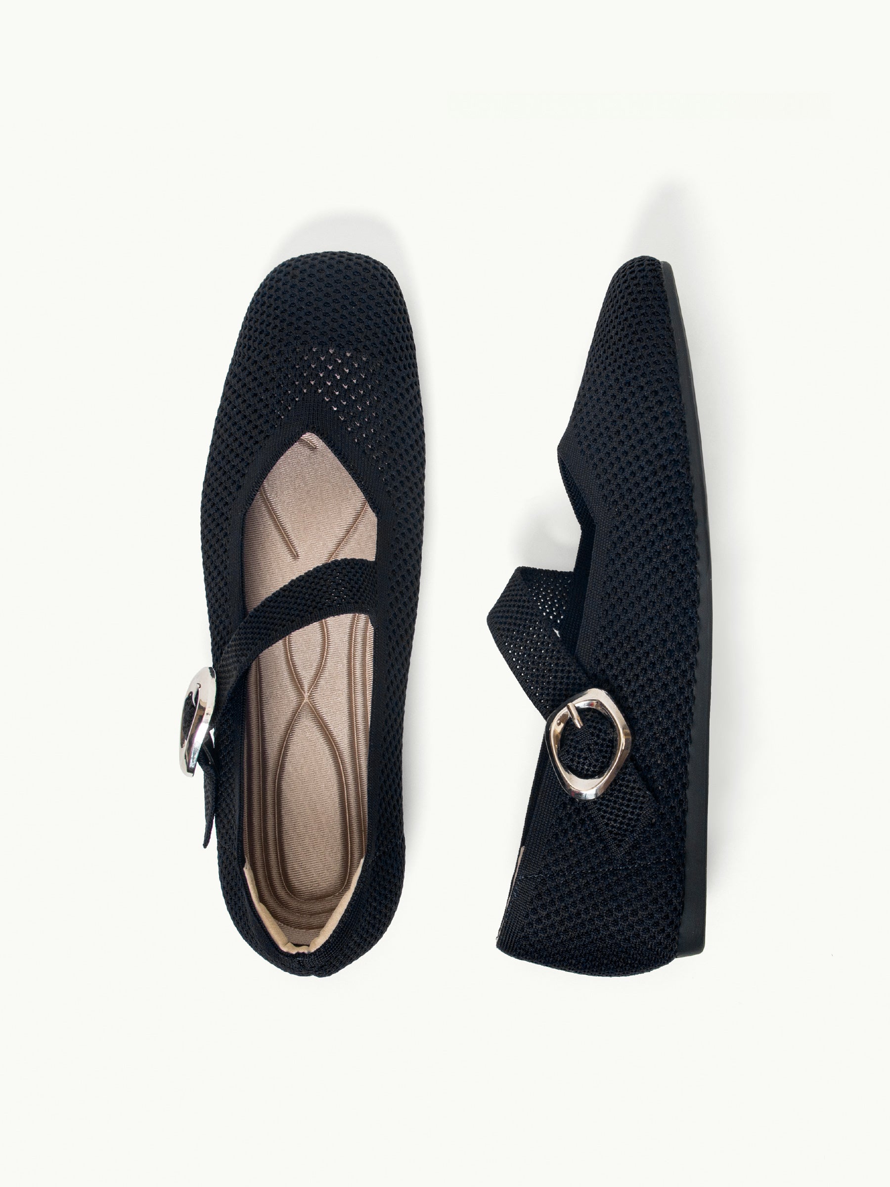 Square-toe V-cut Mary Jane Mesh Shoes | lilivie